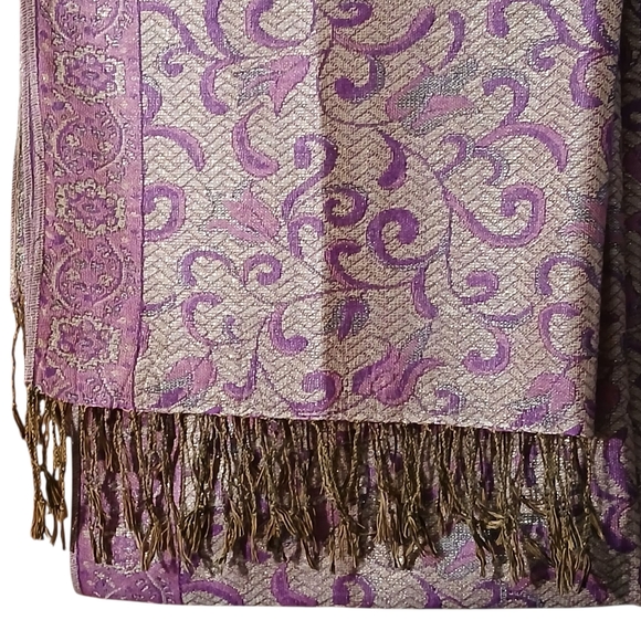 Pashmina Elegant Purple and Gold Scarf - Picture 4 of 5